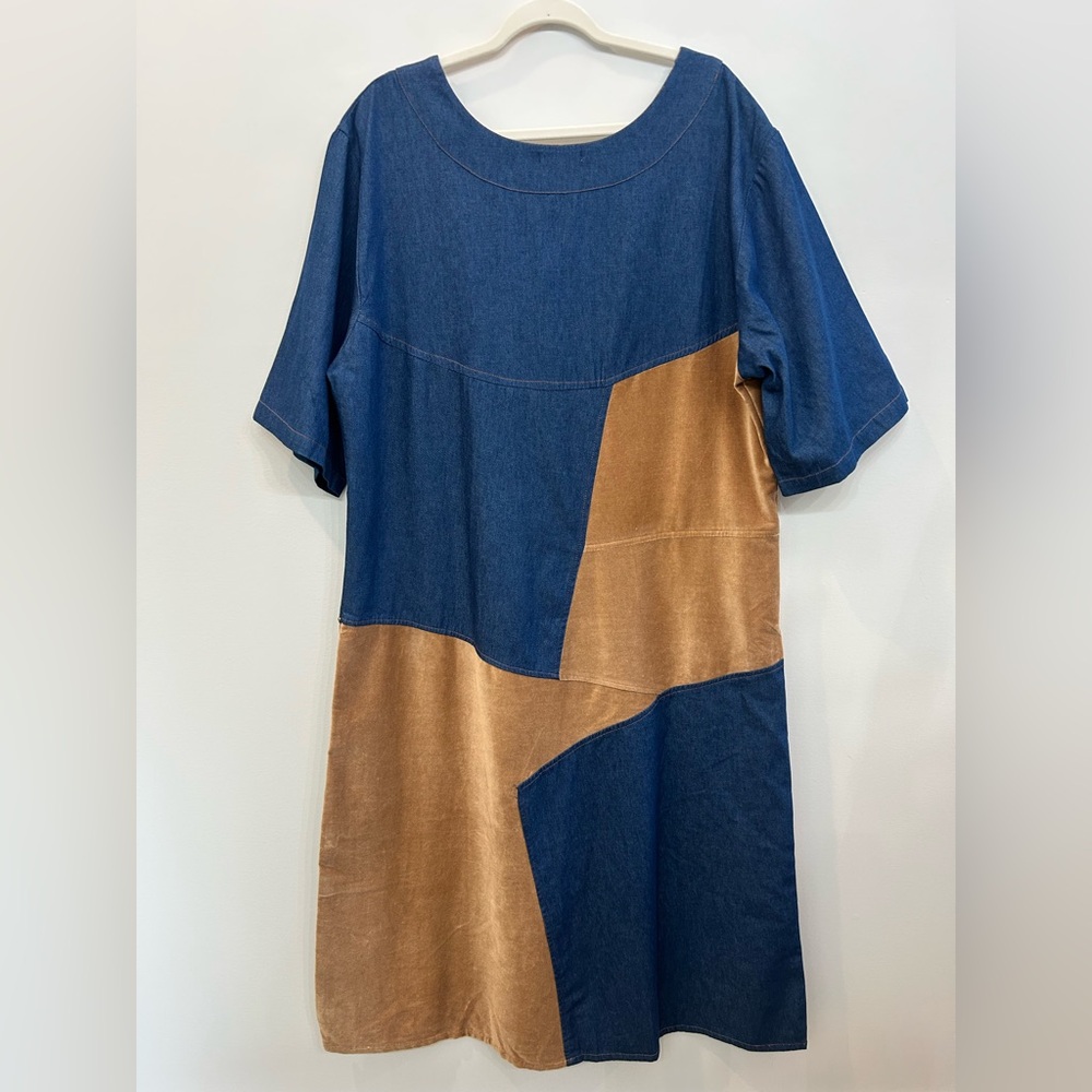 Vintage Patchwork Denim Suede Patchwork Dress Lag… - image 8